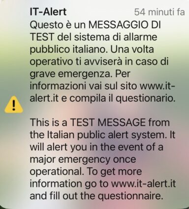 Messaggio broadcast IT Alert