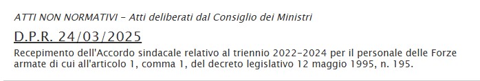 Decreto atti firmati dal presidente della repubblica recepimento contratto 2022-2024